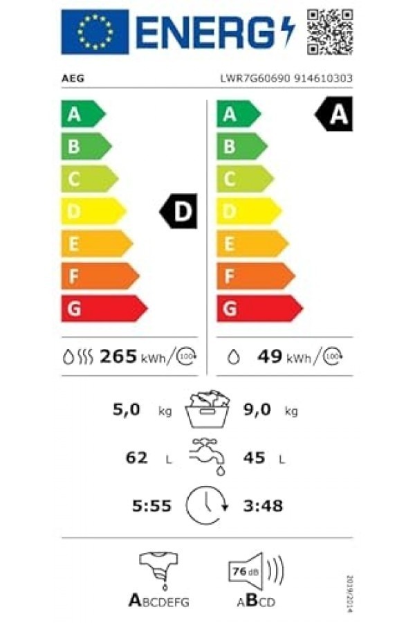 Пералня със сушилня AEG LWR7G60690 Serie 7000