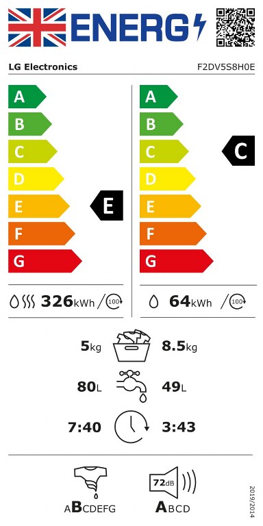 Пералня със сушилня LG F2DV5S8H0E
