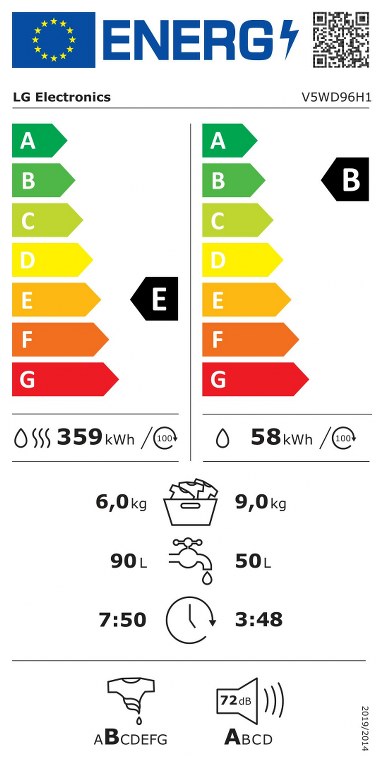 Пералня със сушилня LG V5WD96H1