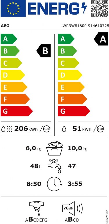 Пералня със сушилня AEG LWR9W81600