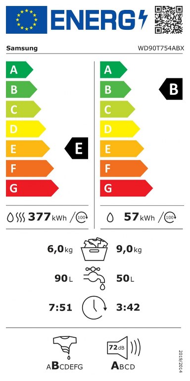 Пералня със сушилня Samsung WD90T754ABXS2