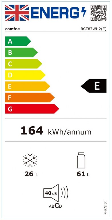 Малък хладилник COMFEE RCT87WH2(E)