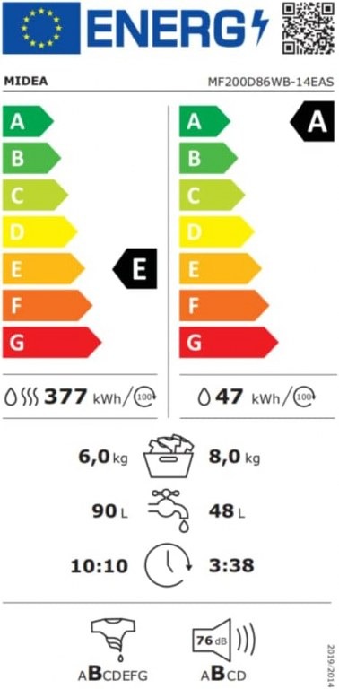 Пералня със сушилня Midea MF200D86WB-14EAS