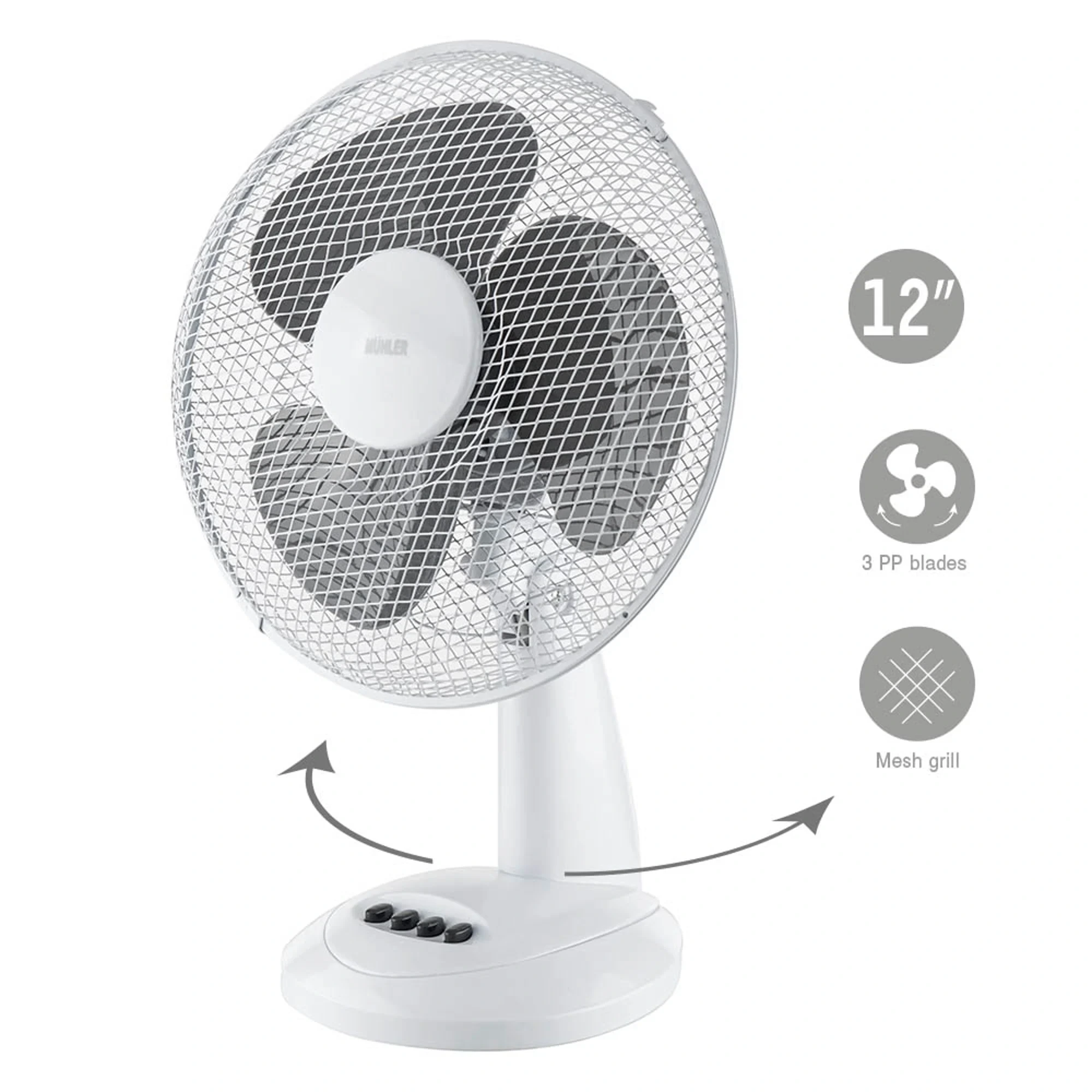 Вентилатор настолен 12'' Muhler FM-12, 30W