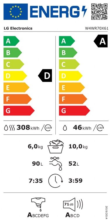 Пералня със сушилня  LG W4WR70X61