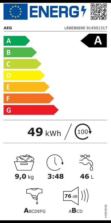Пералня AEG LR8E80690